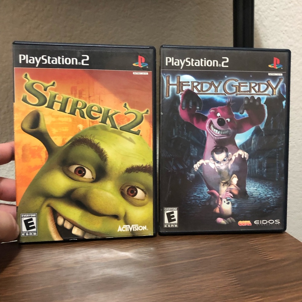 PlayStation 2 Games Shrek 2 and Herdy Gerdy